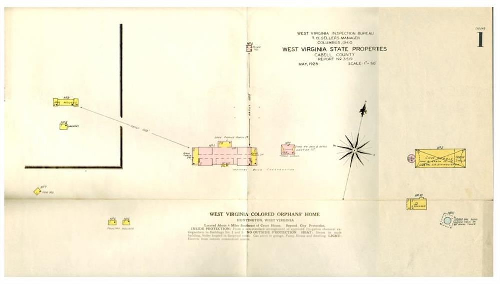 1928 West Virginia Inspection Bureau Map of the West Virginia Colored Orphans' Home